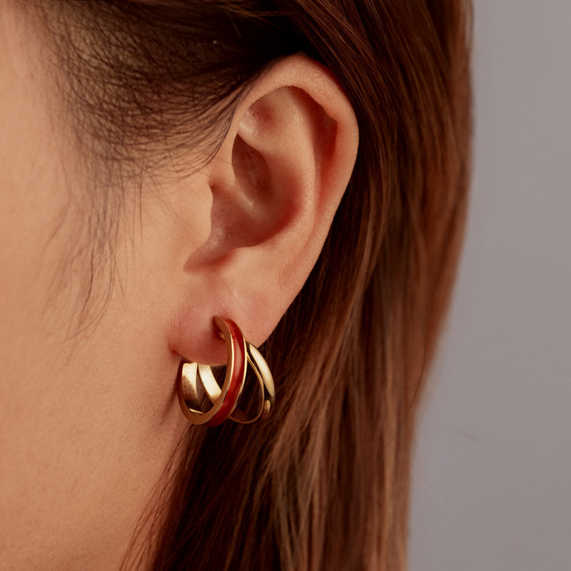 Cross-border e-commerce stainless steel earrings, minimalist style, unique C-shaped earrings, simple and elegant, with oil-drip finish