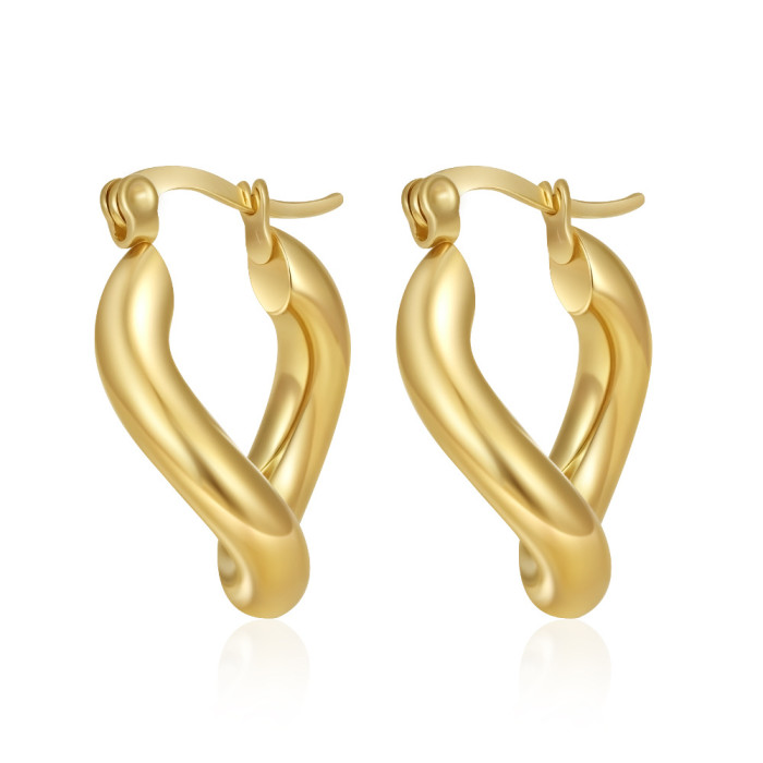 Cross-border direct supply of fashionable retro-style stainless steel earrings for women, 18K plated geometric titanium steel versatile earrings wholesale