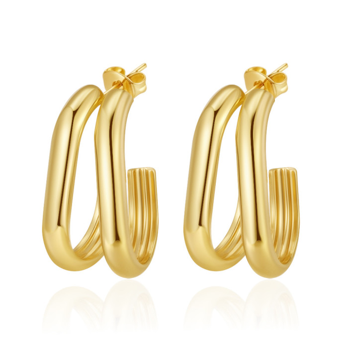 Cross-border best-selling stainless steel earrings in Europe and America, light luxury with a high-end feel, versatile design, niche titanium steel U-shaped earrings wholesale