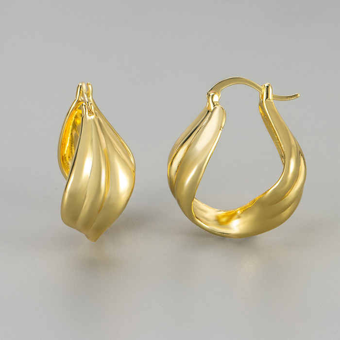 Pleated twisted wavy earrings, European and American exaggerated niche cool earrings, high-end trendy stylish women's earrings