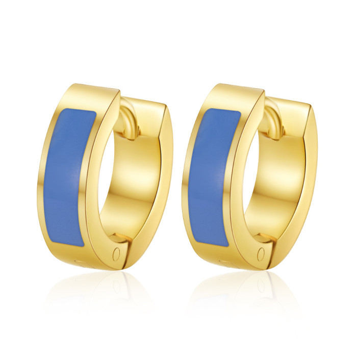 European and American fashion trend round stainless steel oil-dipped earrings for women, 18K vacuum-plated versatile earrings wholesale