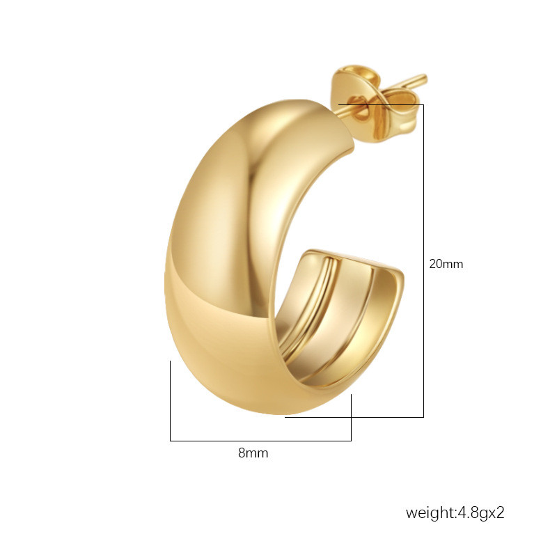 Cross-border light luxury geometric stainless steel earrings for women, trendy and high-end 18K plated hoops, versatile earrings wholesale