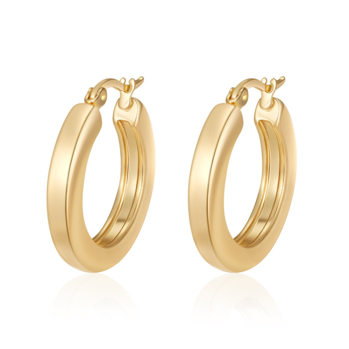 Cross-border light luxury geometric stainless steel earrings for women, trendy and high-end 18K plated hoops, versatile earrings wholesale