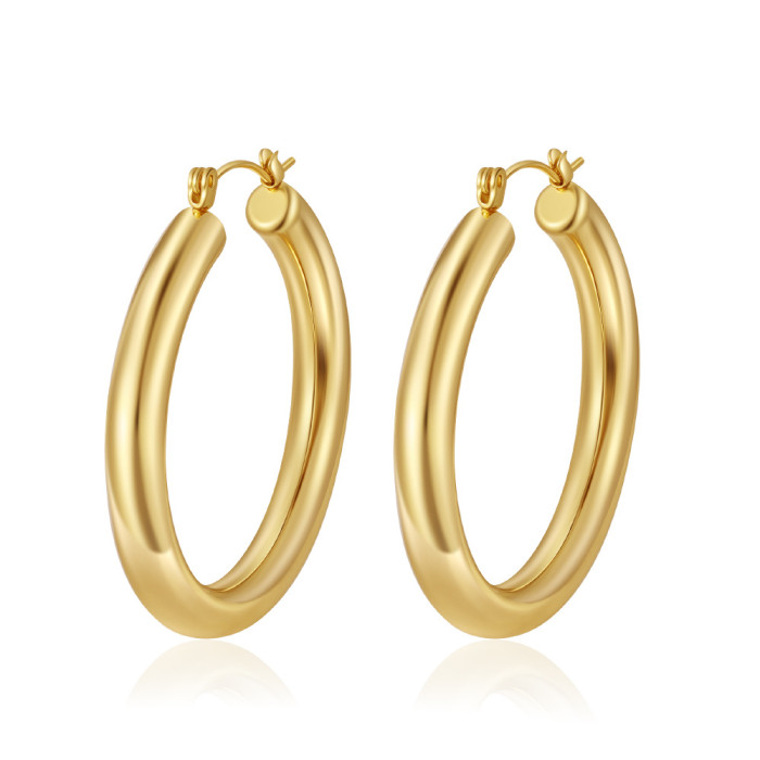 Amazon Bestseller: Simple and Unique Titanium Steel Unisex Real Gold Polished Ear Clips 4mm Hollow Earrings