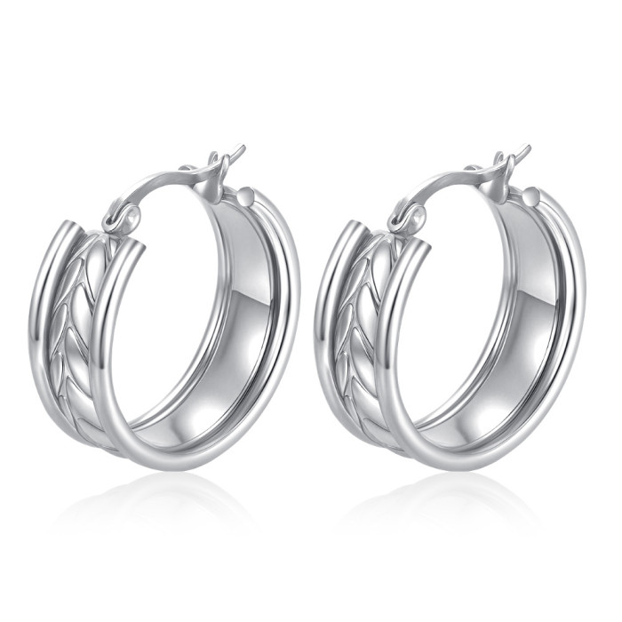 Cross-border e-commerce wide-band fashion hoop earrings for women, light luxury, high-end, elegant, versatile earrings with unique patterns