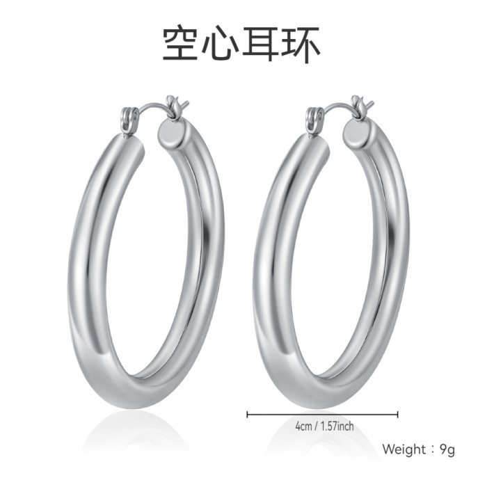 Amazon Bestseller: Simple and Unique Titanium Steel Unisex Real Gold Polished Ear Clips 4mm Hollow Earrings