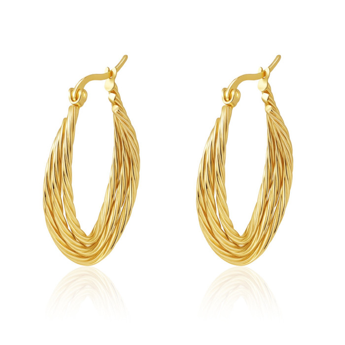European and American fashion trend multi-layer stainless steel spliced earrings for women, light luxury with a high-end feel, PVD electroplated versatile earrings