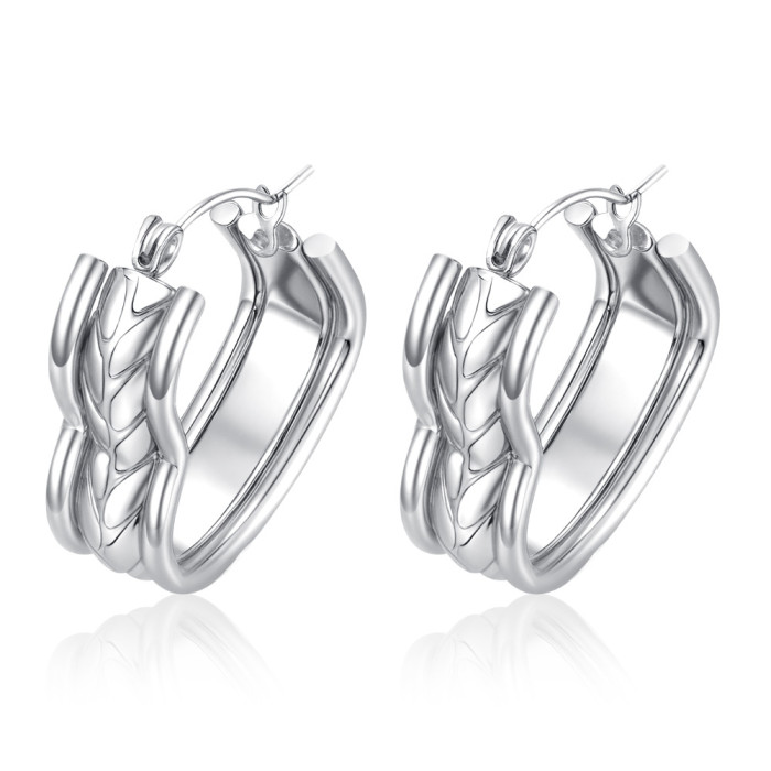 Cross-border e-commerce wide-band fashion hoop earrings for women, light luxury, high-end, elegant, versatile earrings with unique patterns