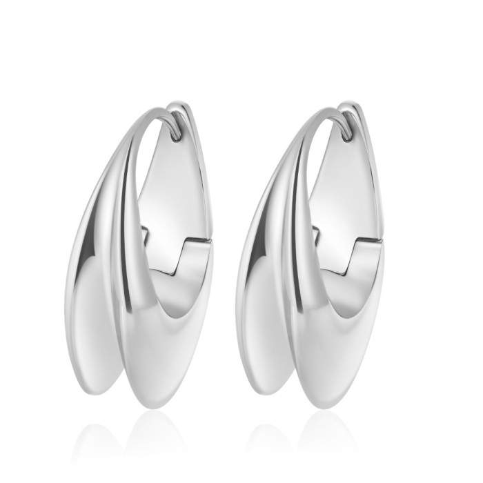 European and American fashion titanium steel earrings, simple stainless steel easy-clasp double-sided earrings, direct sales from manufacturer, popular cross-border accessory