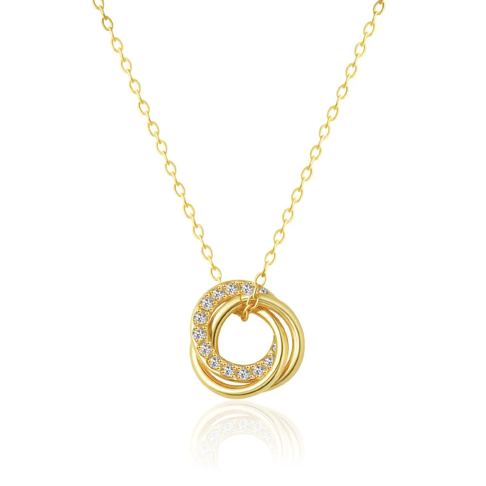 Cross-Border Two-Tone Daisy Inlaid Diamond Necklace main image