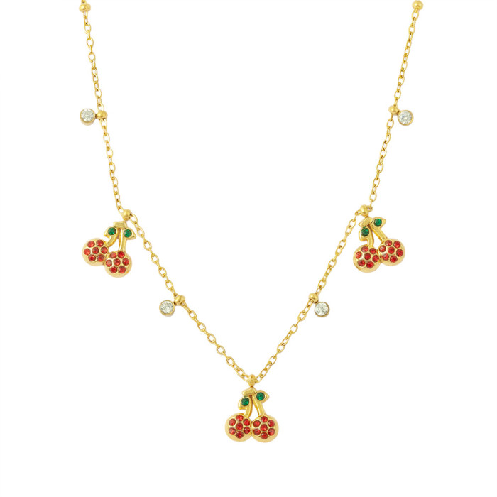New European and American style cross-border pendant necklace, titanium steel, non-fading, inlaid with zircon, collarbone chain with Mama lock pattern necklace