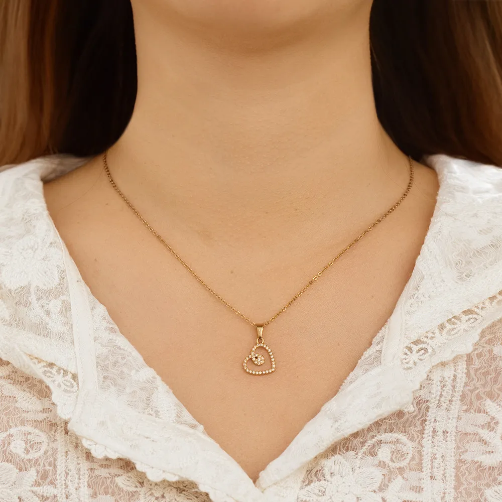 Cross-Border Two-Tone Daisy Inlaid Diamond Necklace main image