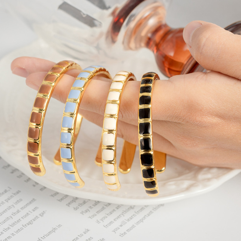 European and American cross-border gold bamboo joint thick bracelet, adjustable opening, stainless steel, women's vintage fashion light luxury jewelry wholesale