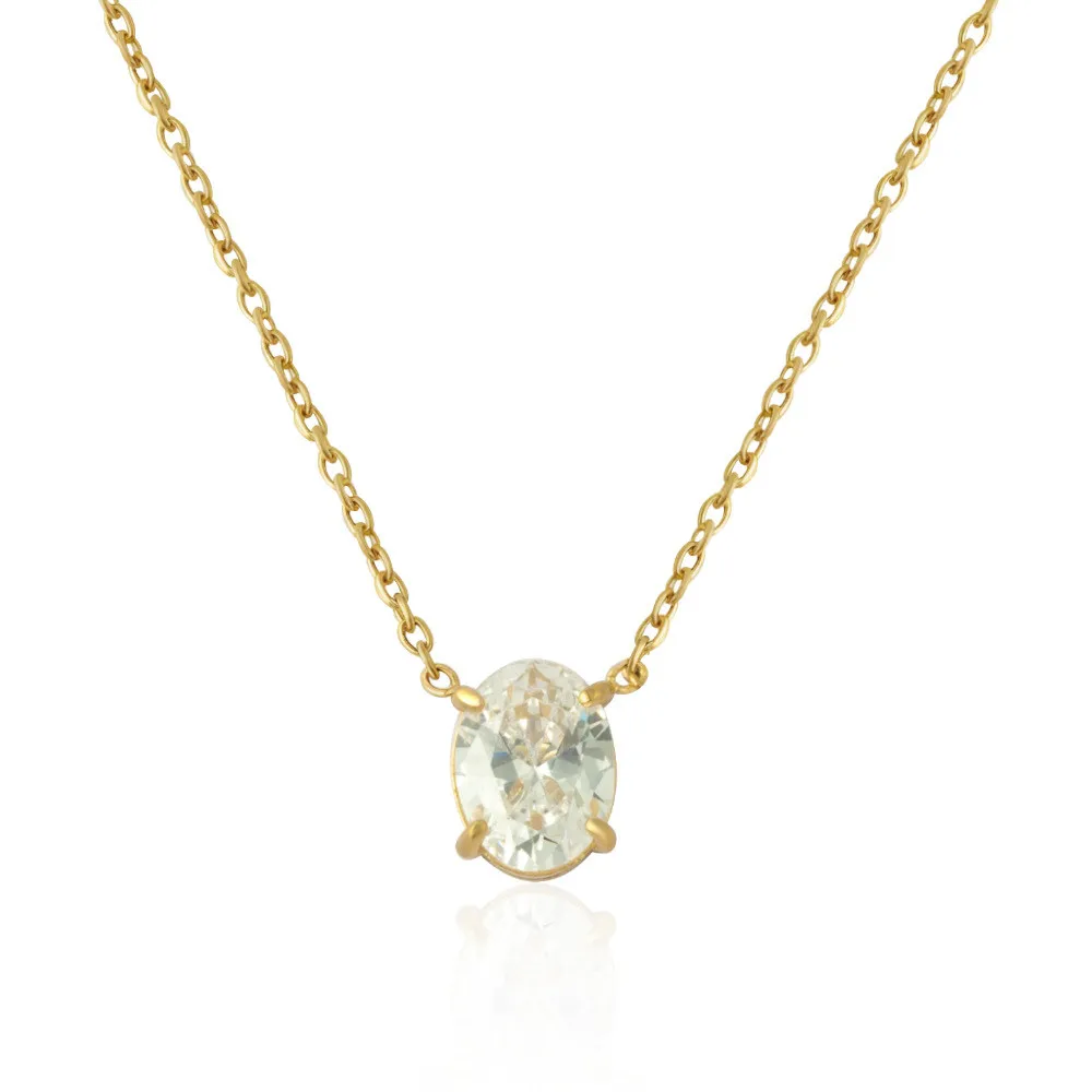 Cross-Border Two-Tone Daisy Inlaid Diamond Necklace main image