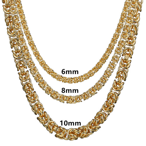 6/8/10mm wide stainless steel single ring chain men's necklace centipede chain with titanium steel gold pendant European and American jewelry