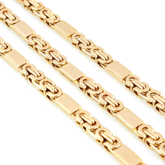 eBay AliExpress in-stock men's simple and stylish stainless steel titanium steel gold chain necklace and bracelet set