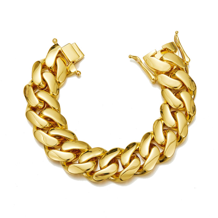 European and American Hip Hop Men's Stainless Steel Cuban Chain Bracelet with New Dragon Head Clasp 8-22mm JMXLT