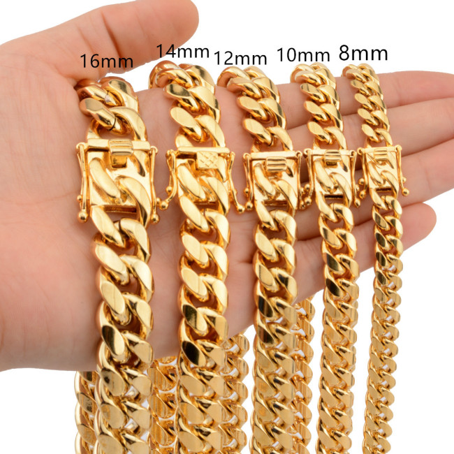 Amazon Wish AliExpress eBay Men's Hip Hop Necklace Cuban Chain Dragon Head Buckle Necklace Stainless Steel JMLT