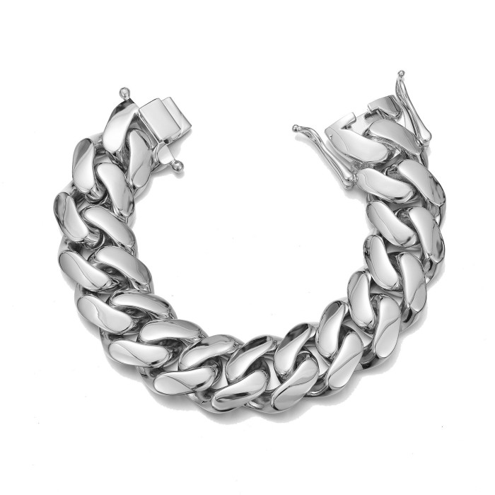 10/12/14/16/18/20/22mm Stainless Steel Thin Cuban Chain Butterfly Clasp Bracelet Jewelry JMXLT