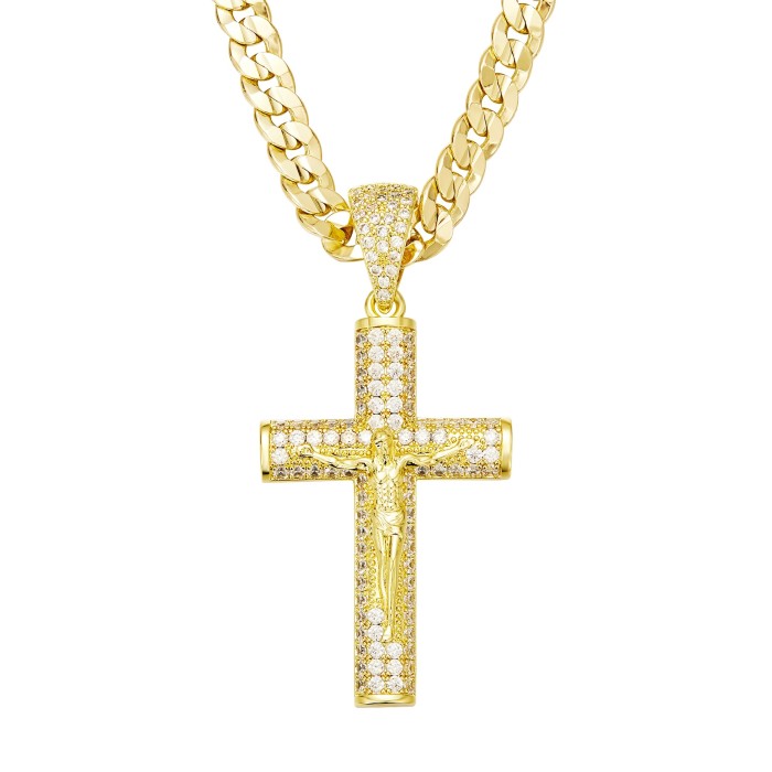 Cross-border e-commerce product: Men's jewelry, gold-plated cross pendant with diamonds, chain necklace YSSZJ