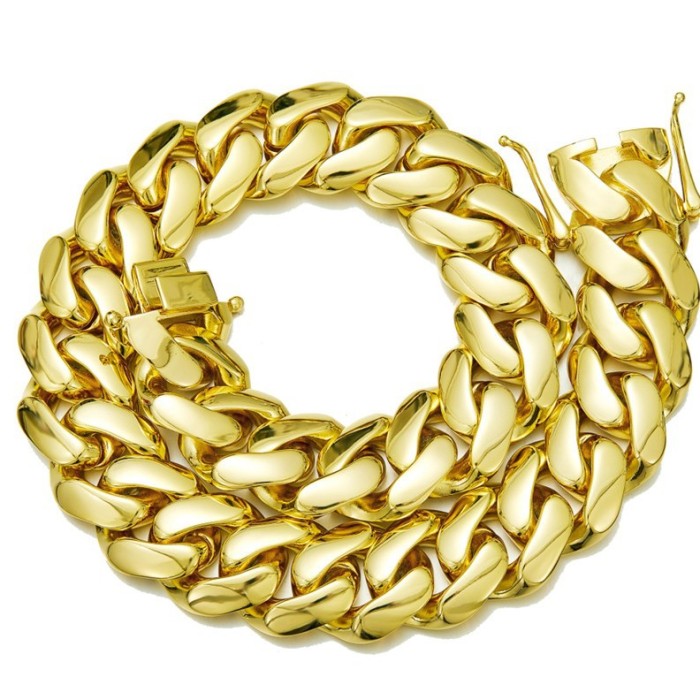 New Men's Hip-Hop Jewelry Stainless Steel Titanium Steel Thin 14K Cuban Chain Necklace Vacuum Gold Plated JMXLT