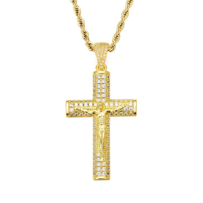 Cross-border e-commerce product: Men's jewelry, gold-plated cross pendant with diamonds, chain necklace YSSZJ