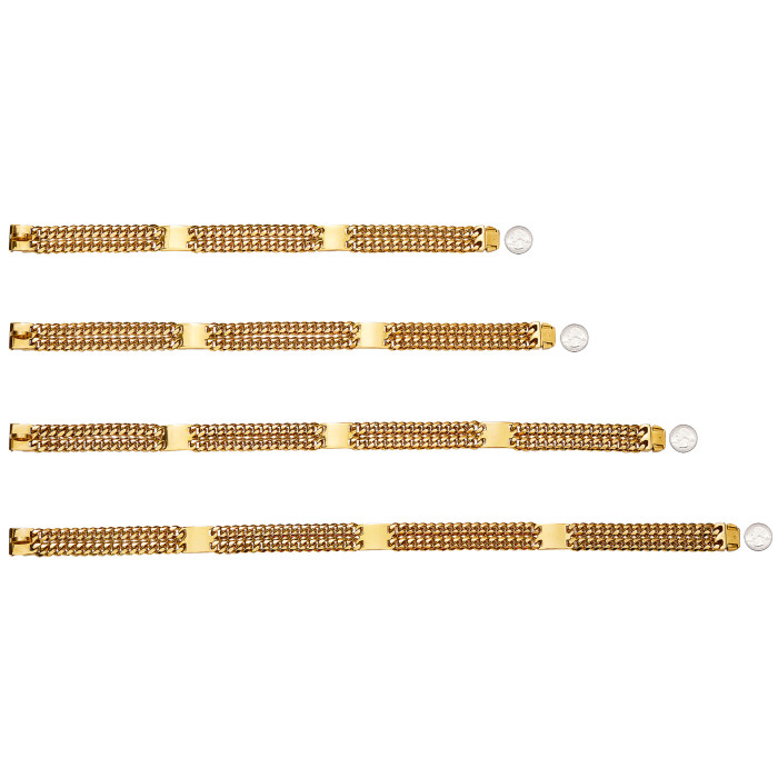 12mm double-row gold encrypted chain ID tag metal dog collar leash with simple buckle