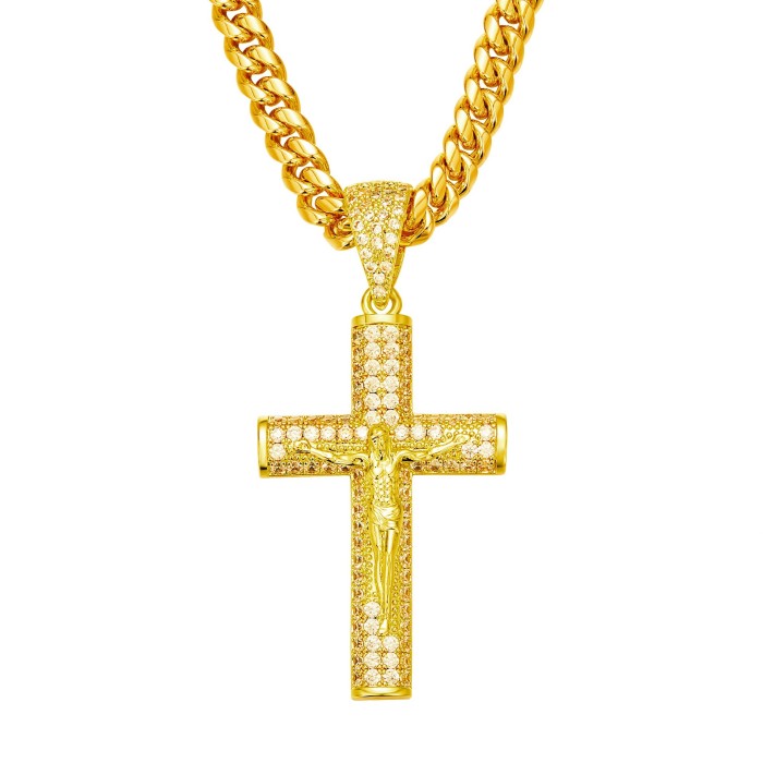 Cross-border e-commerce product: Men's jewelry, gold-plated cross pendant with diamonds, chain necklace YSSZJ