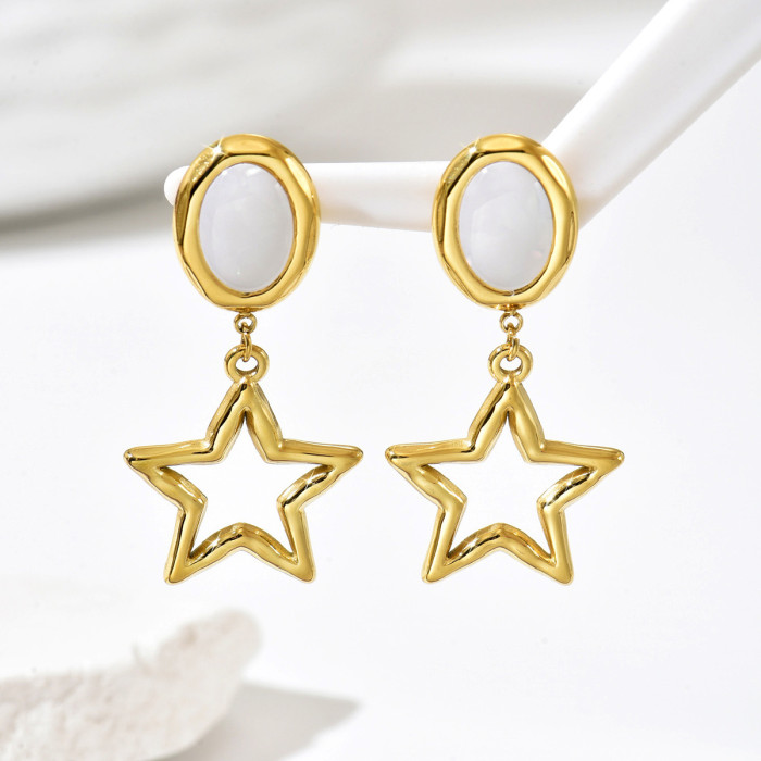 Cross-border Korean-style fashion and stylish long asymmetric star and square earrings for women, wholesale