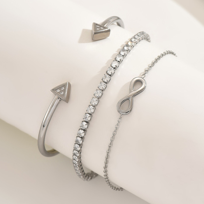Stainless Steel Fashion Minimalist Infinity 8-shaped Bracelet, Popular Women's Accessory, Birthday Gift