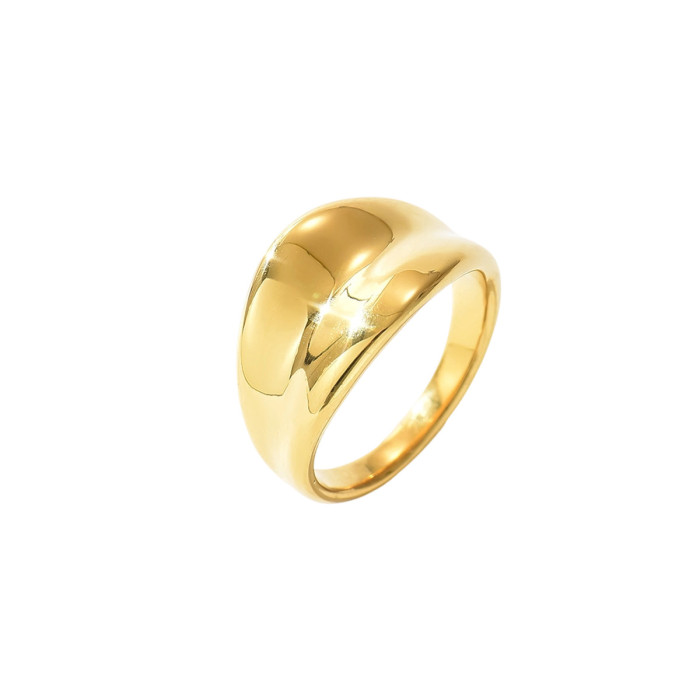 Unique mother-of-pearl geometric two-tone irregular stainless steel ring with irregular texture and diamond embellishments, light luxury fashion ring