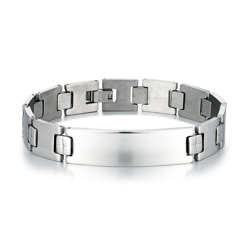 Stainless steel smooth surface spliced bracelet with matte texture, men's trendy accessory, simple and versatile design, niche personalized jewelry