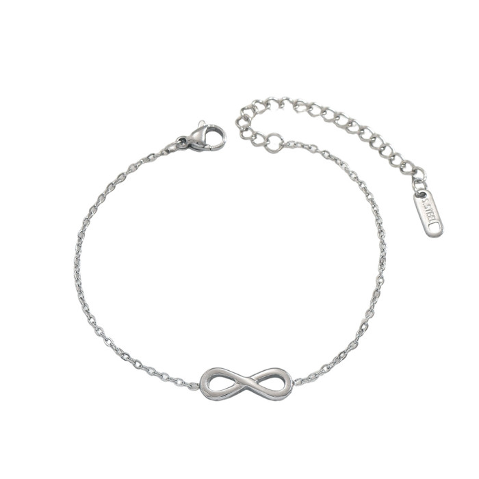 Stainless Steel Fashion Minimalist Infinity 8-shaped Bracelet, Popular Women's Accessory, Birthday Gift