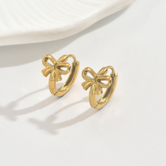 INS-style Fashion Stainless Steel Gold Earrings for Women, Niche High-end Autumn and Winter Earrings Wholesale
