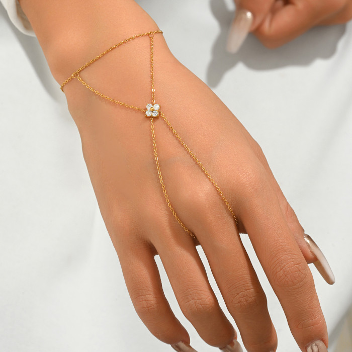 Light Luxury Gold Plated Stainless Steel Integrated Bracelet with Stones, Unique Design with a High-end and Elegant...