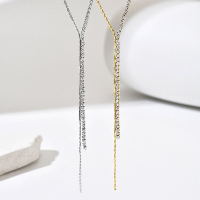 Cross-border European and American style trendy necklace with tassel pendant, stainless steel necklace, stylish light luxury collarbone chain jewelry wholesale