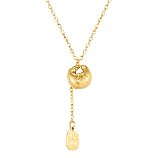 Lucky Fortune Bag Necklace - Luxurious New Chinese Style Collarbone Chain Jewelry for Everyday Commuting, Versatile New Necklace