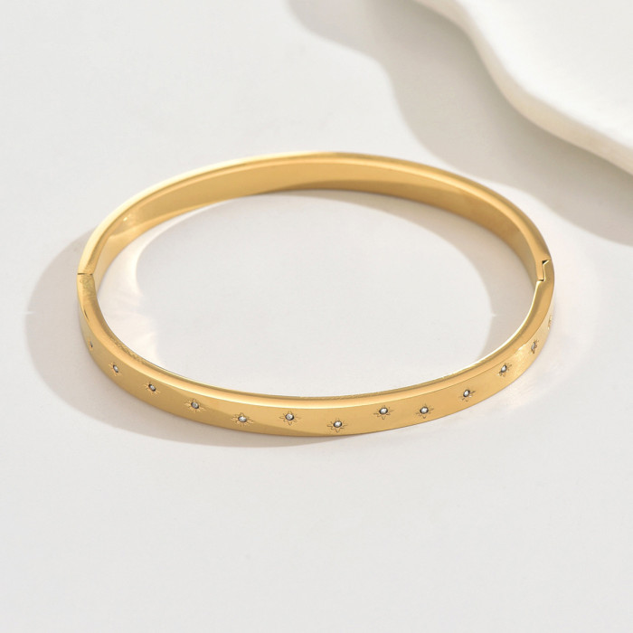 Stainless steel bracelet with Roman letters, simple and elegant, electroplated, fashionable, gold-colored bracelet jewelry for women