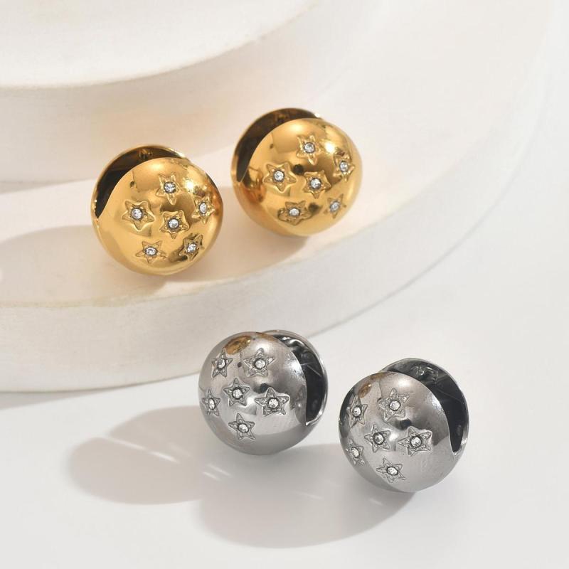 European and American ins-style light luxury zircon geometric round fashion earrings, gold-plated titanium steel stud earrings for women, exquisite and niche