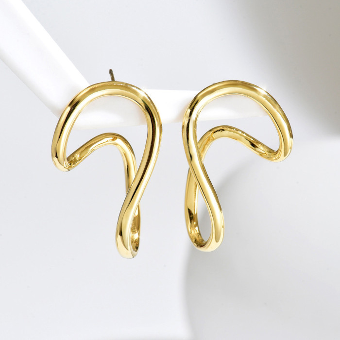Minimalist Infinity Symbol Earrings, Titanium Steel Two-Tone 8-Shaped Earrings, Unique Design Commuting Accessories