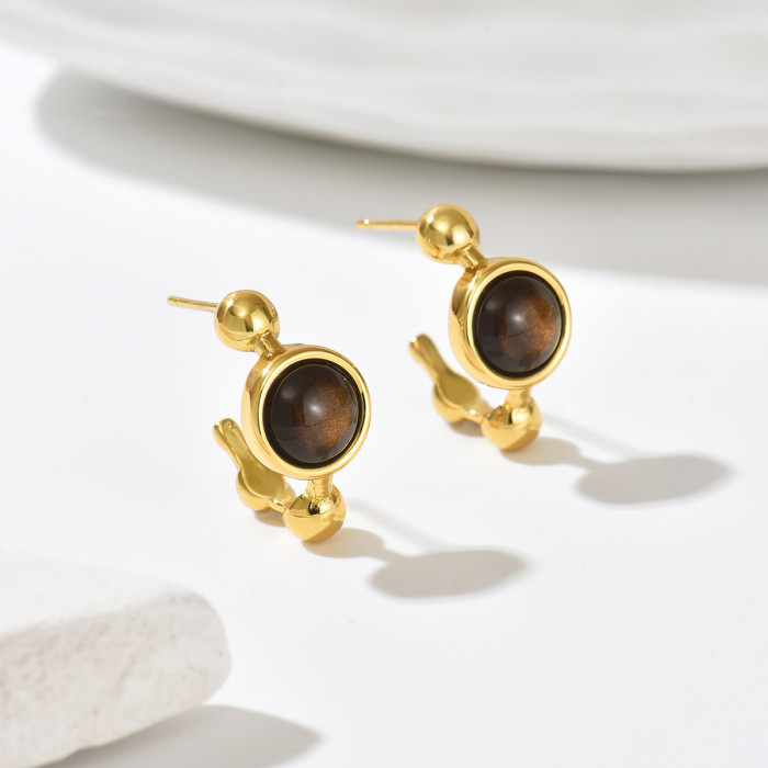 French retro Yadan style irregular coffee bean design earrings, fashionable and elegant, niche versatile high-end earrings for women