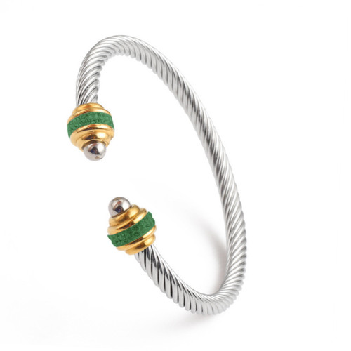 New style processed diamond twist titanium steel bracelet for women, black bead with gold accents, stainless steel jewelry, high-quality cross-border custom goods