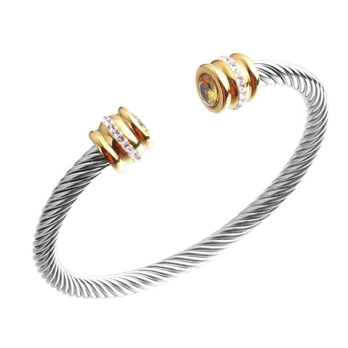 Stainless steel cross-border titanium steel bracelet for women, colorful diamond-encrusted bracelet, fashion jewelry, in-stock wholesale