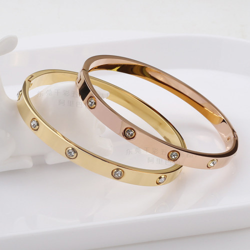 Kajia Fashion Couple's Diamond Titanium Steel Bracelet Trendy Starry Full-Diamond Titanium Steel In-Stock Stainless Steel Bracelet