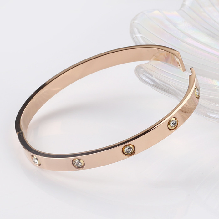 Kajia Fashion Couple's Diamond Titanium Steel Bracelet Trendy Starry Full-Diamond Titanium Steel In-Stock Stainless Steel Bracelet