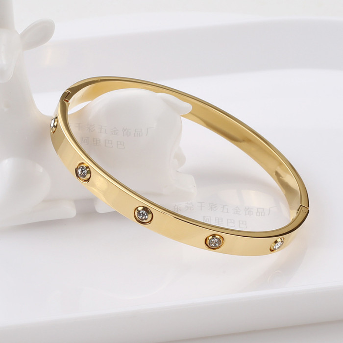 Kajia Fashion Couple's Diamond Titanium Steel Bracelet Trendy Starry Full-Diamond Titanium Steel In-Stock Stainless Steel Bracelet