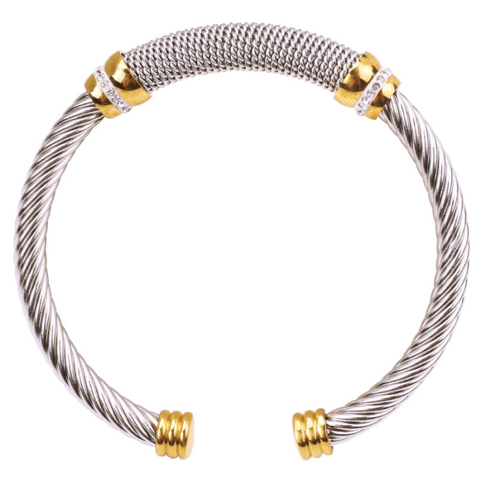 European and American woven titanium steel wire bracelet, 18k gold bracelet, rose gold elastic C-shaped diamond bracelet, manufacturer wholesale