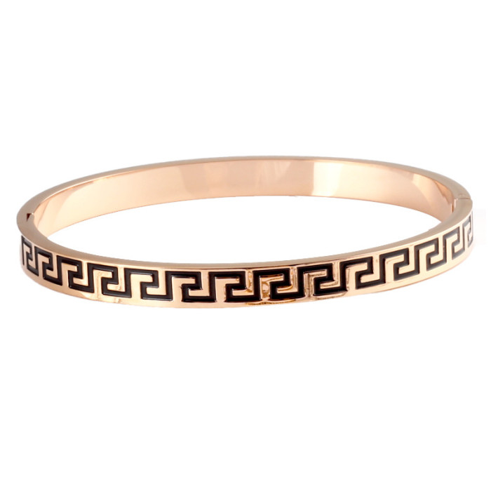 Great Wall Pattern Inspirational Stainless Steel Bracelet for Men, Summer Polished Texture Jewelry, DIY, In-Stock Wholesale, Customizable Logo