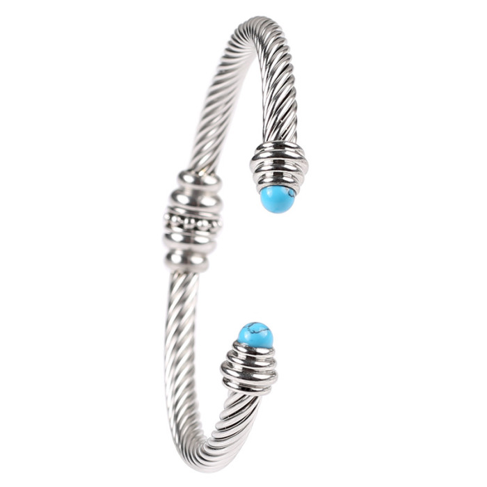 European and American stainless steel bracelet for women, 18K gold open twisted wire thin bracelet, fashionable twisted bangle, titanium steel bracelet