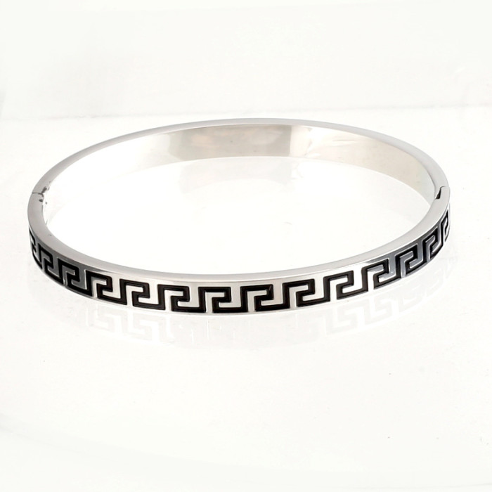 Great Wall Pattern Inspirational Stainless Steel Bracelet for Men, Summer Polished Texture Jewelry, DIY, In-Stock Wholesale, Customizable Logo